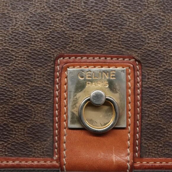 CELINE Macadam Canvas Shoulder Bag PVC Leather Brown - Picture 12 of 16